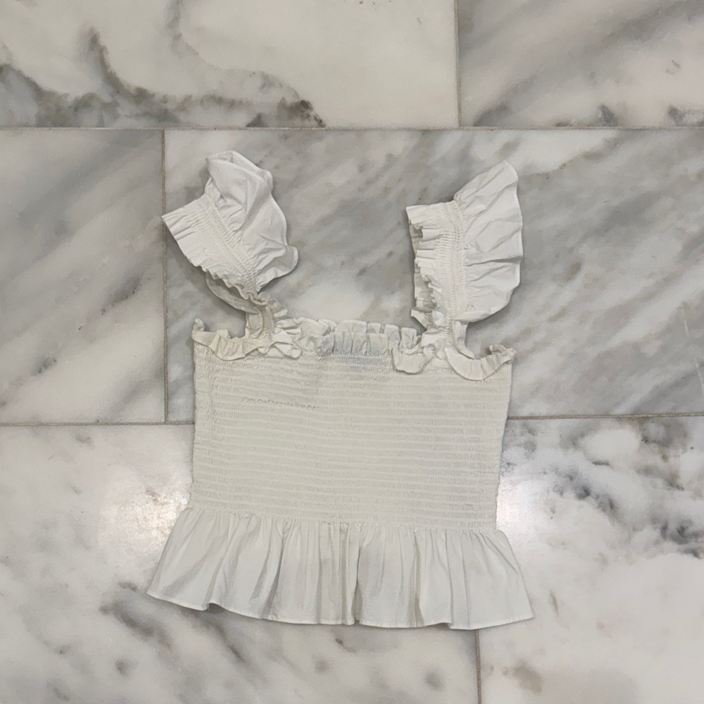 Hill House White Ruffled Blouse